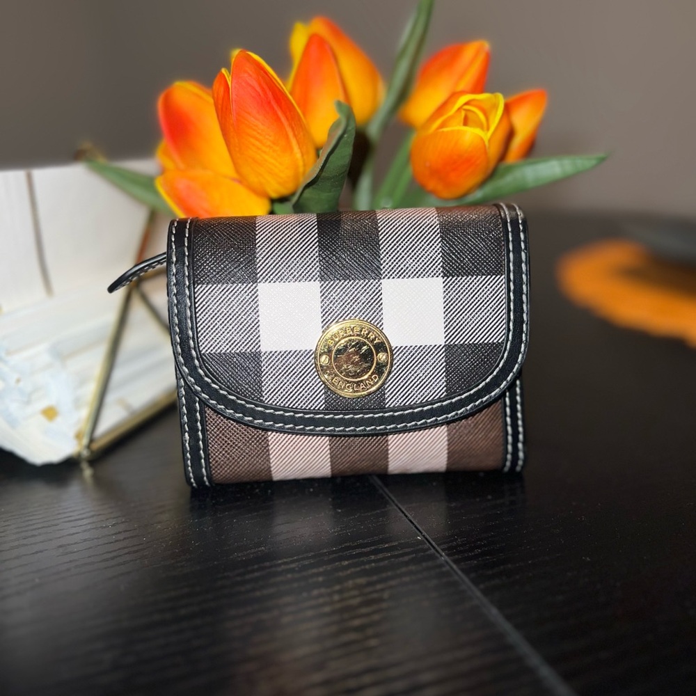 Burberry Small Check Folding Wallet - Dark Birch Brown